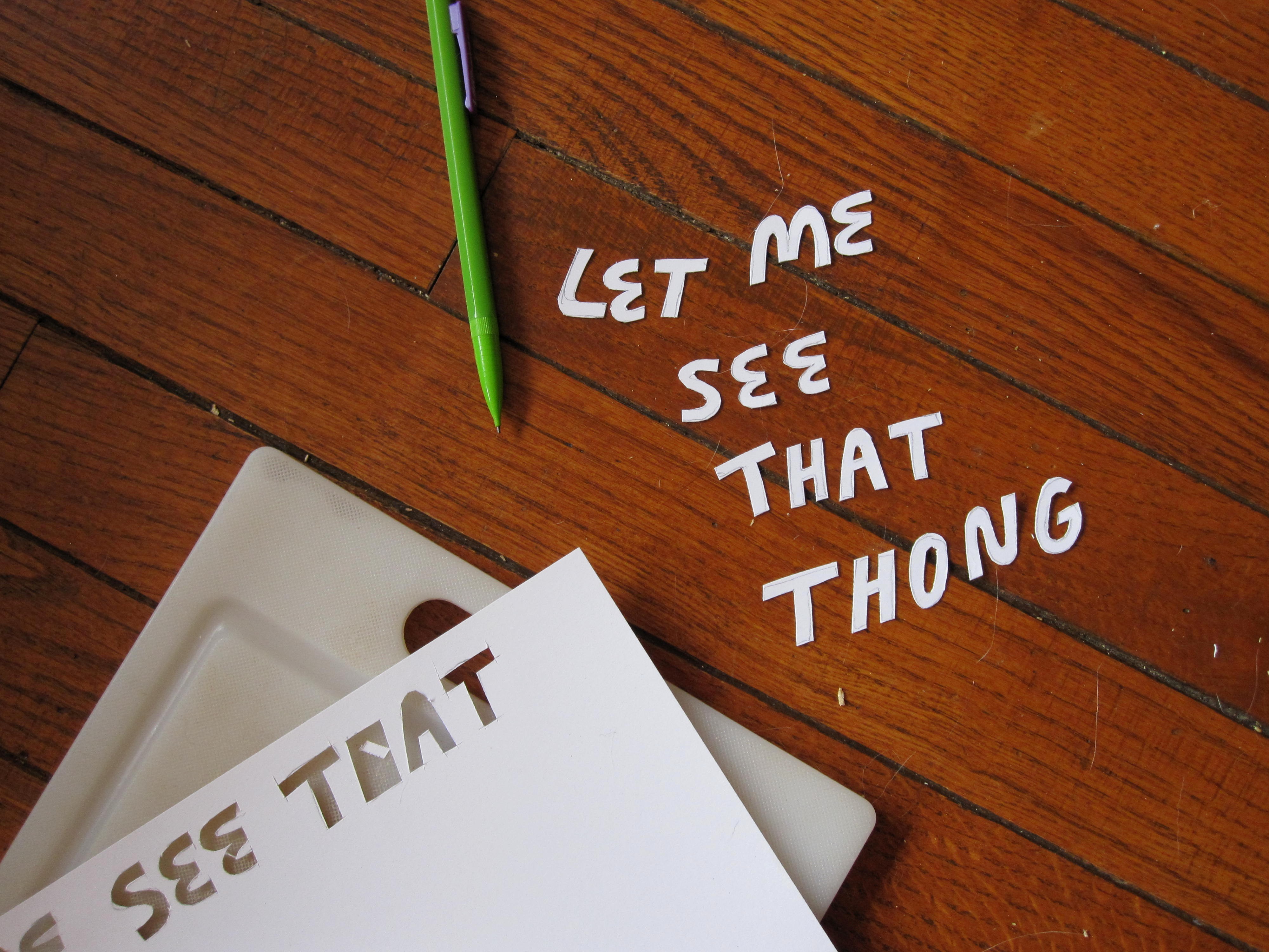 a cyanotype of lace thongs and lyrics from the thong song