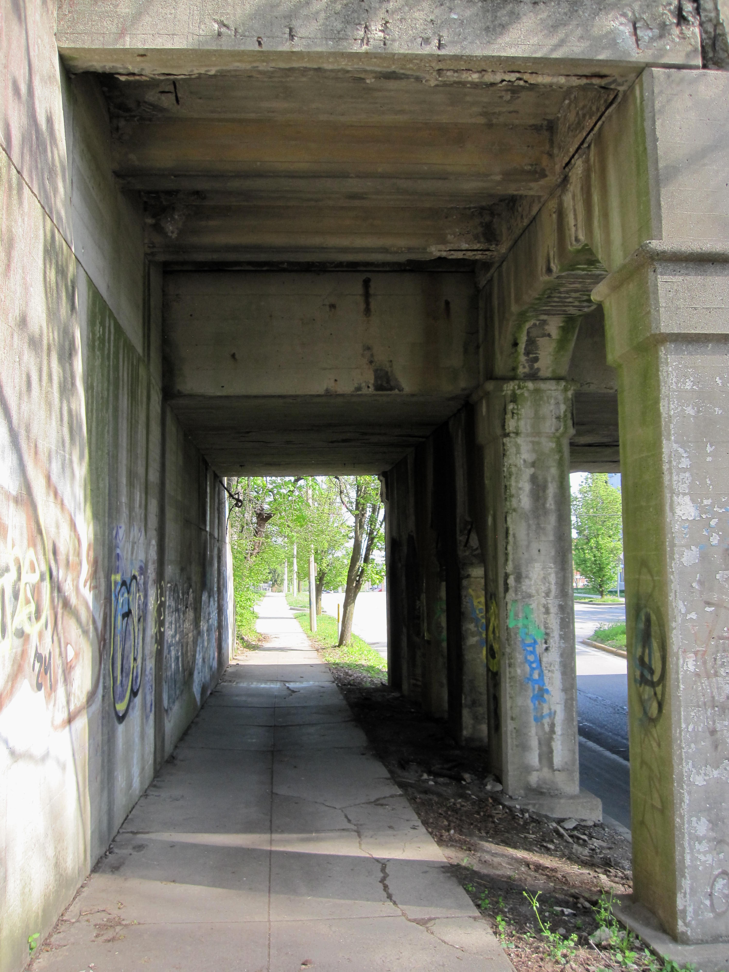 a tunnel under a bridge